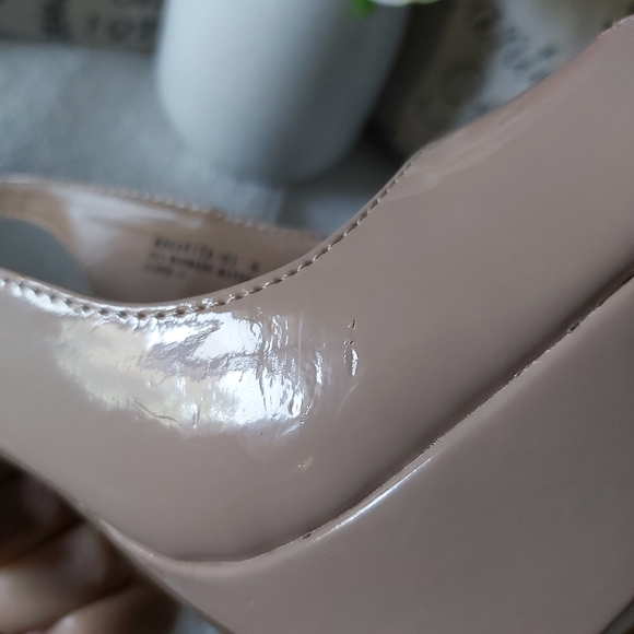 Bamboo platform stiletto heels nude   glossy pumps peep toe slingback - Picture 14 of 16